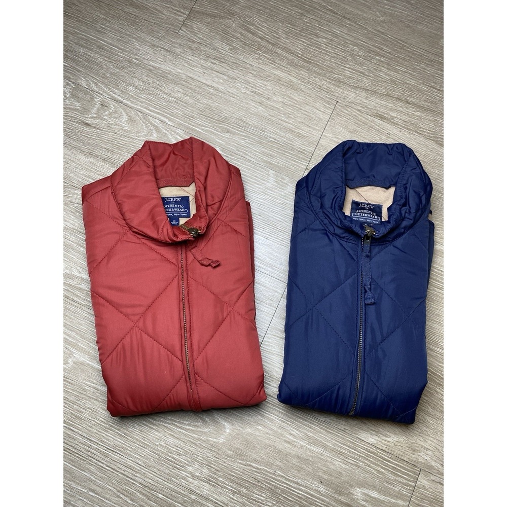 *Bundle Lot Of 2* Men Size X-SMALL  J.CREW Authentic Outerwear Zip Quilted Vests
